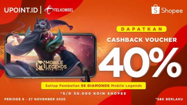 Dapatkan Cashback Shopee 40% Hanya Top Up Mobile Legends di Upoint