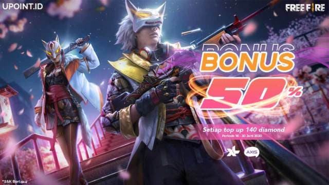 Bonus 50% Diamonds Free Fire, Top Up pakai XL Axis