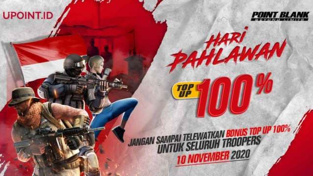 Promo Hari Pahlawan! Bonus 100% PB Cash Top Up di Upoint