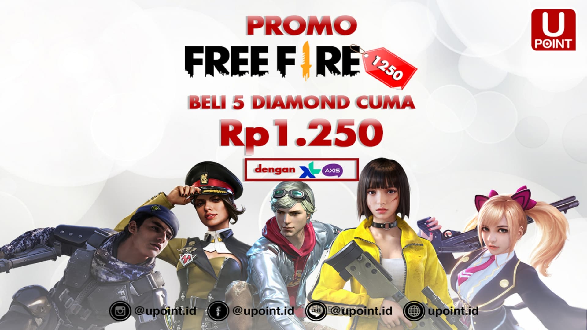 Beli 5 Diamonds Free Fire Cuma Rp 1.250 bayar pakai XL dan Axis