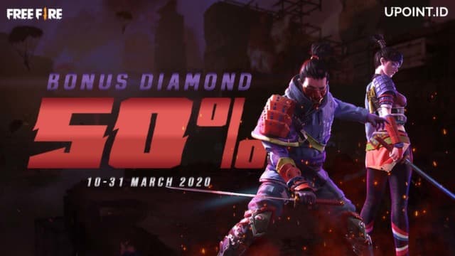Bonus 50% Diamonds, Top Up Free Fire di upoint.id!