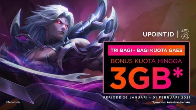 Promo Top Up Game Pakai Three Dapat Bonus Kuota hingga 3GB