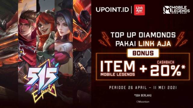 Promo Spesial 515 Party: Bonus Item Mobile Legends & Cashback LinkAja Hanya di Upoint