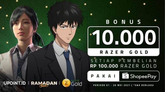 Nikmati Bonus 10 Ribu Razer Gold Hanya Pakai ShopeePay di Upoint
