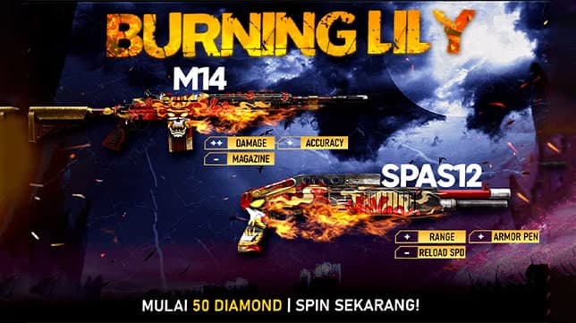 Cara Mendapatkan Gun Skin M14 Burning Lily Weapon Royale Free Fire