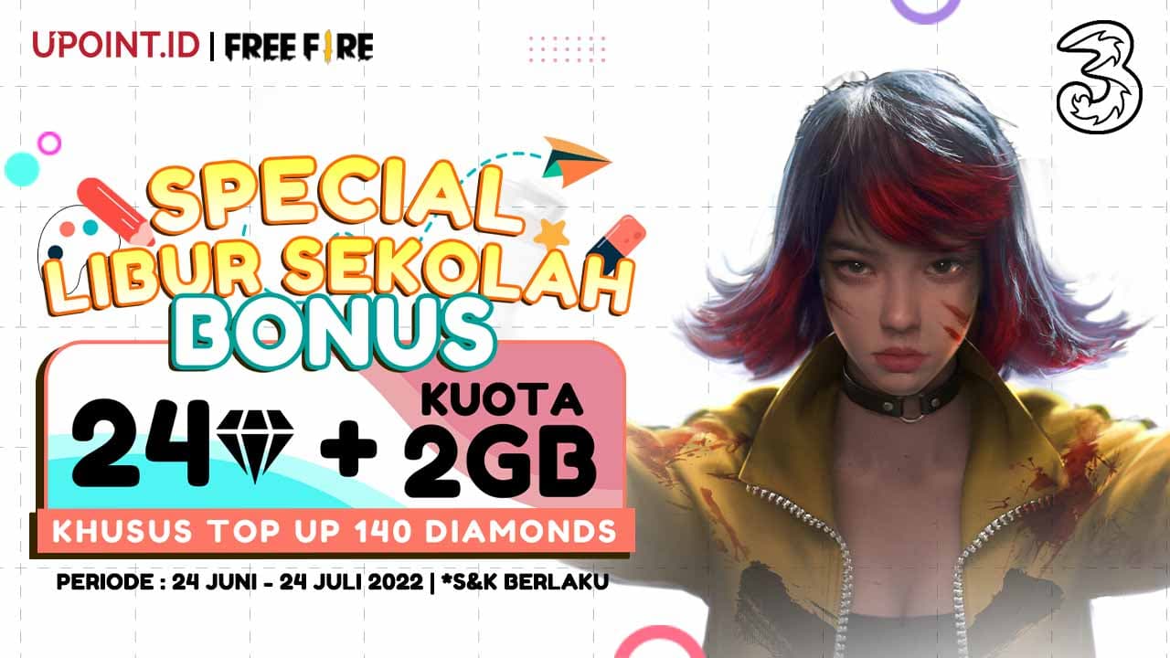 Bonus Diamonds Free Fire dan Kuota 2GB Pakai Tri di UPOINT.ID