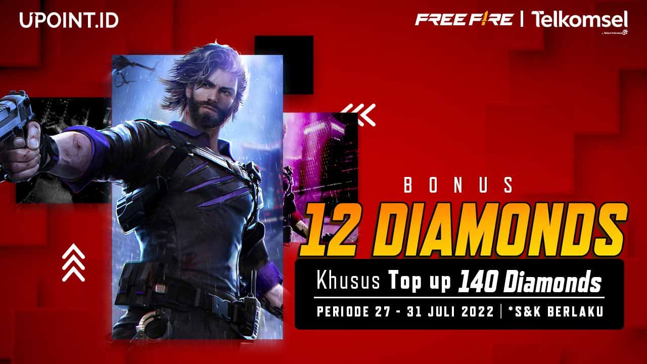 Bonus 12 Diamonds Free Fire Hanya Pakai Telkomsel di UPOINT.ID