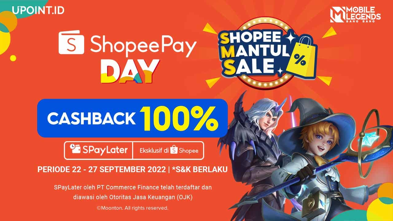 Cashback ShopeePay hingga 100% dengan Top Up Games di UPOINT.ID