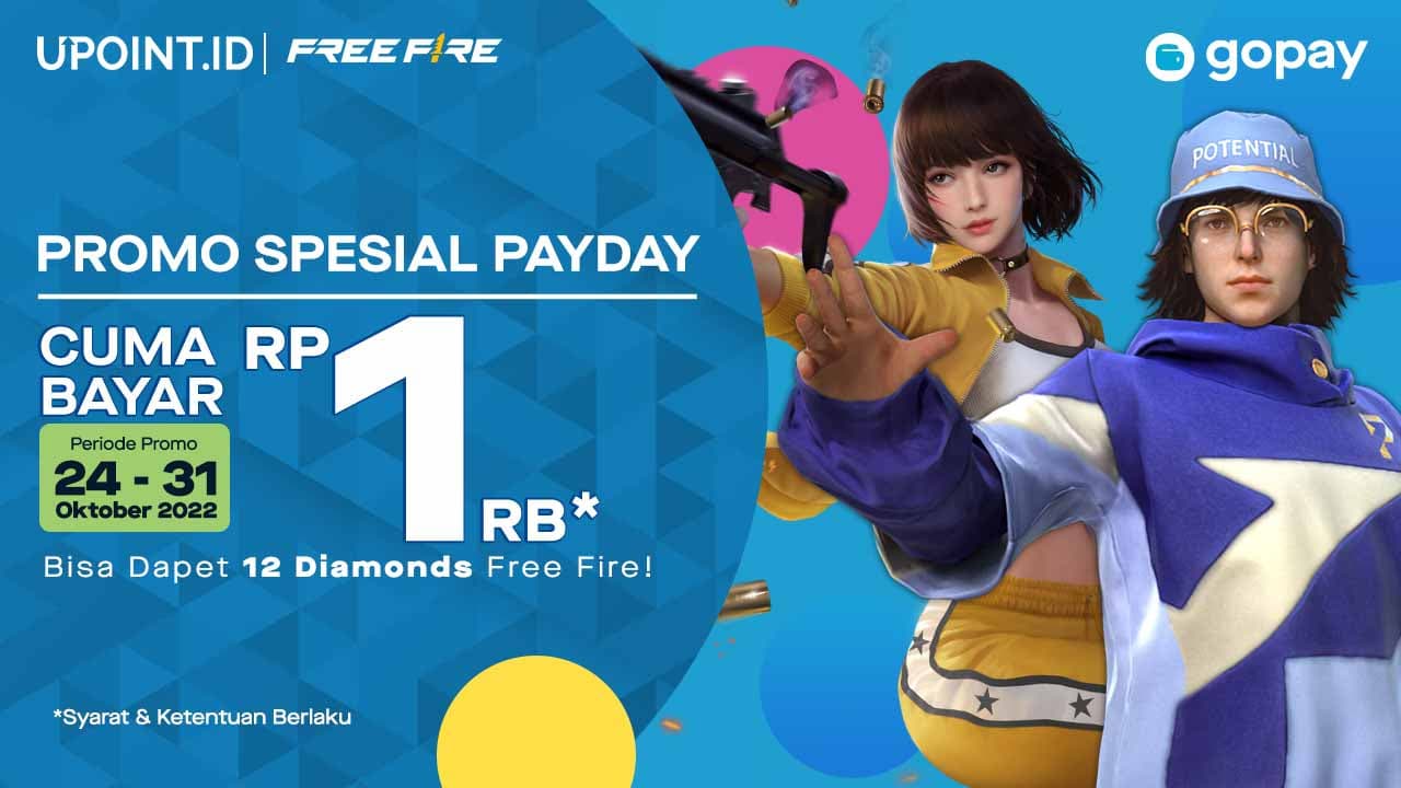Cuma Bayar Rp 1 ribu Pakai GoPay Bisa Dapat 12 Diamonds Free Fire di UPOINT.ID