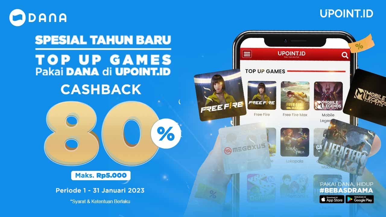 Spesial Tahun Baru! Cashback DANA 80% Hanya di UPOINT.ID