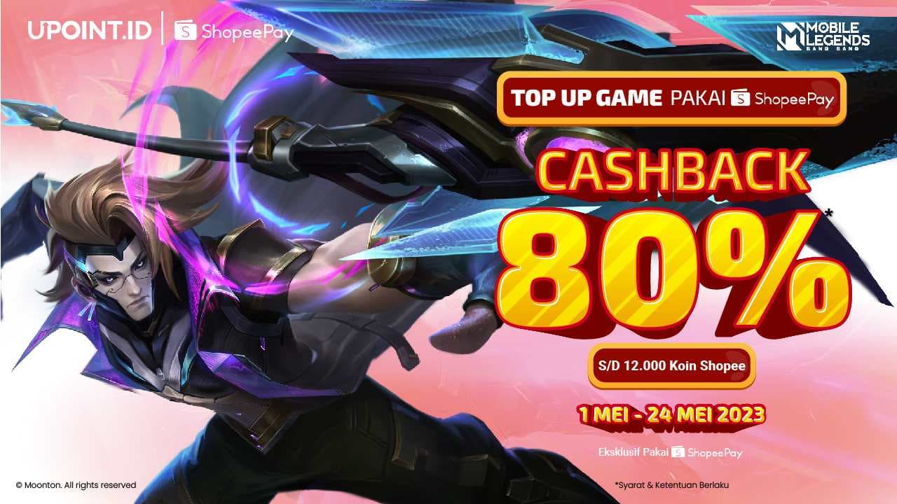 Cashback 80% Top Up pakai ShopeePay di hanya di UPOINT.ID