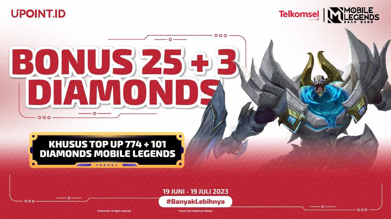 Beli Diamonds Mobile Legends di UPOINT.ID pakai Telkomsel dapat Bonus 28 Diamonds!