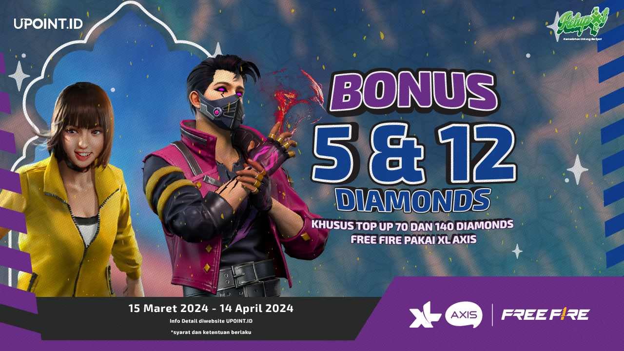 Tambahan Diamonds Free Fire Khusus Ramadhan saat Top Up Pulsa XL/Axis di UPOINT.ID!