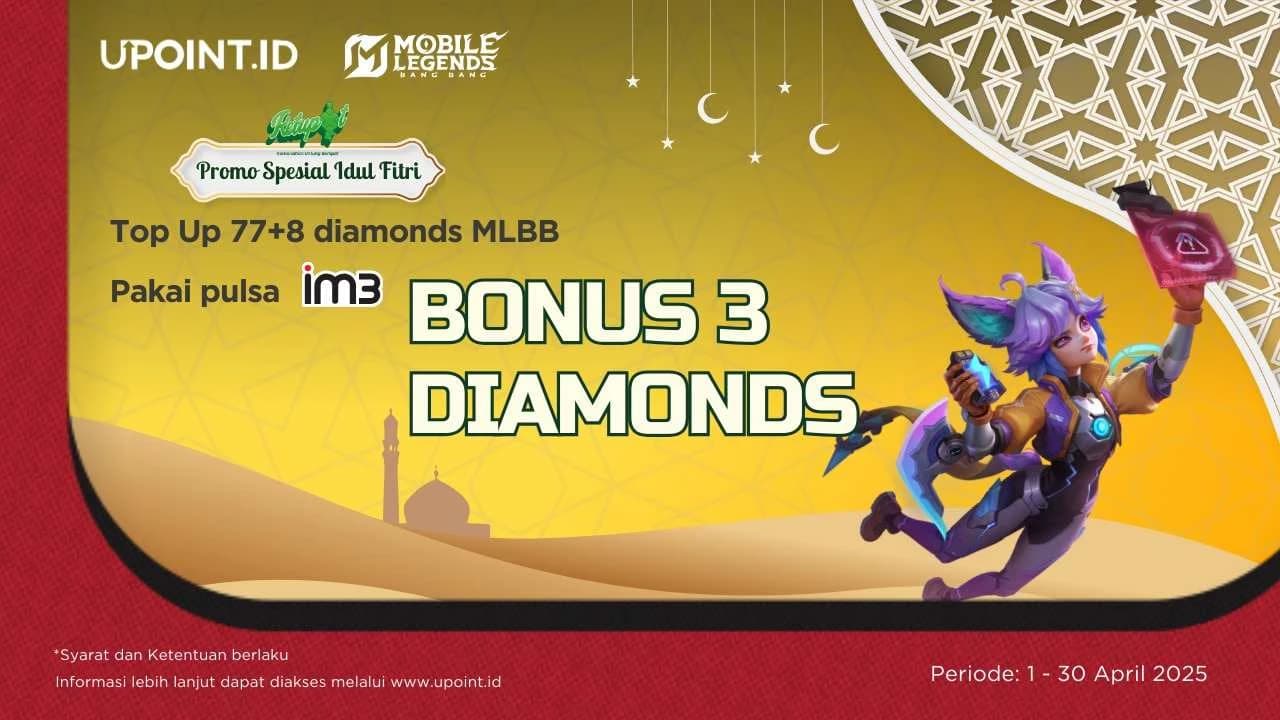 Top Up 77+8 Diamonds Mobile Legends Pakai Pulsa Indosat di UPOINT.ID, Dapat Bonus 3 Diamonds!