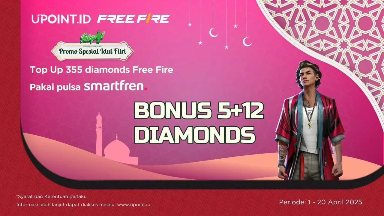 Top Up 355 Diamonds Free Fire Pakai Pulsa Smartfren di UPOINT.ID, Bonus 5+12 Diamonds & 1 GB Kuota Internet Gratis!