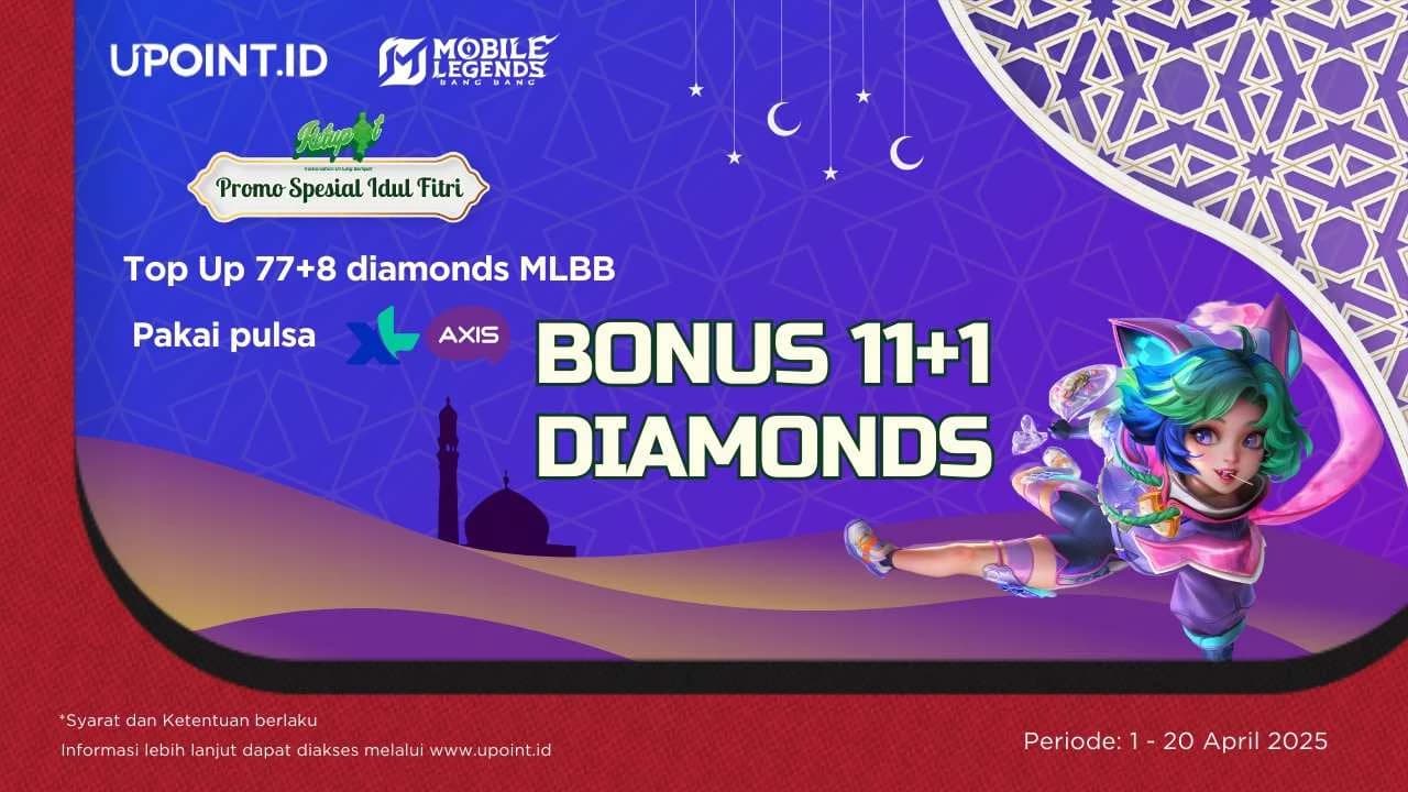 Top Up 77+8 Diamonds Mobile Legends Pakai Pulsa XL/Axis, Dapat Bonus 11+1 Diamonds Gratis di UPOINT.ID!