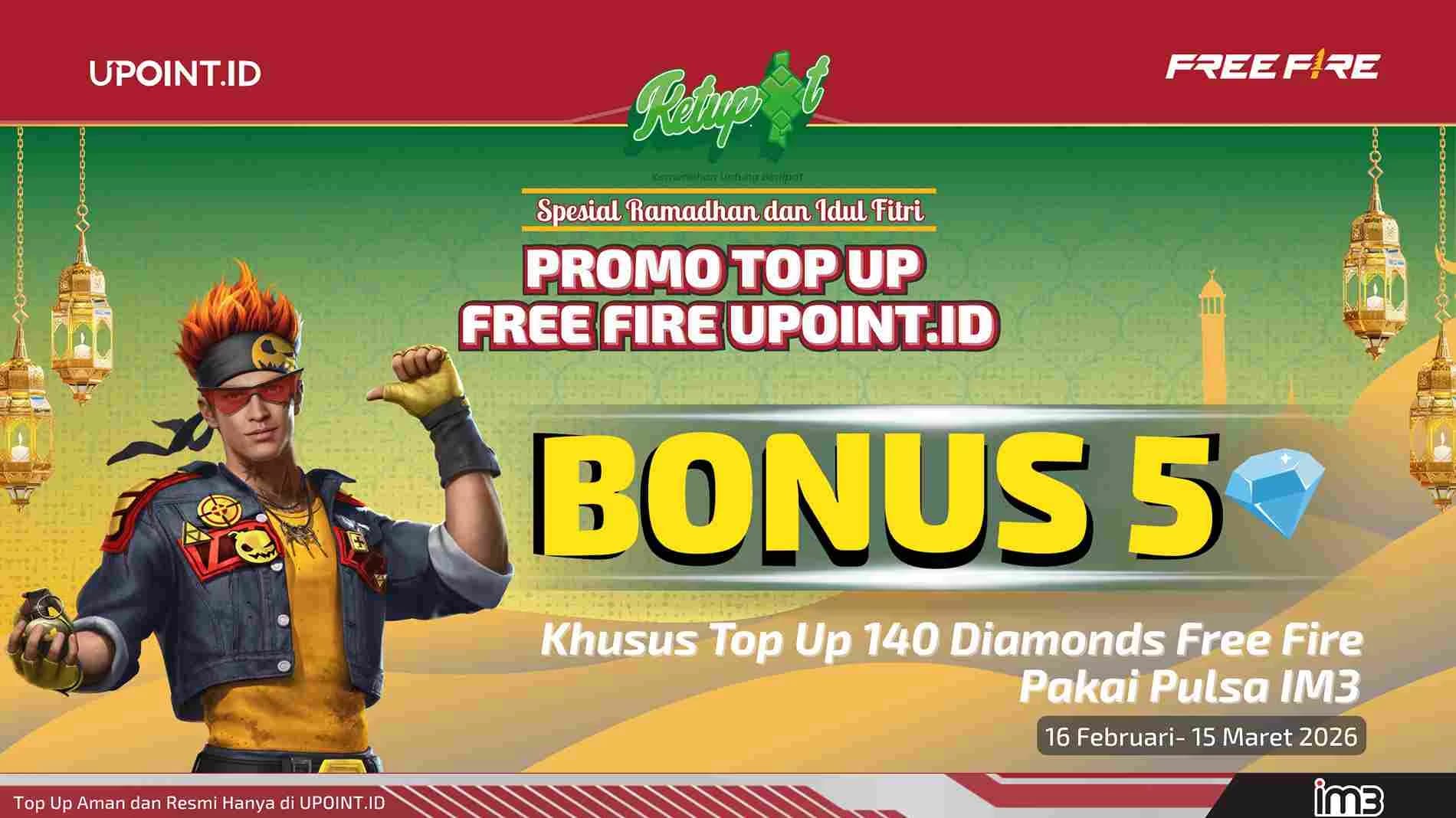 Promo Eksklusif User IM3! Top Up 140 Diamond FF di UPOINT.ID Sekarang, Auto Dapet Bonus!
