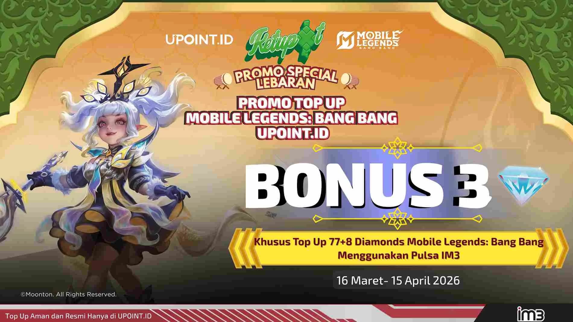 Sultan IM3 Merapat! Top Up 77+8 Diamond MLBB di UPOINT.ID, Auto Cair Bonus Diamond-nya!