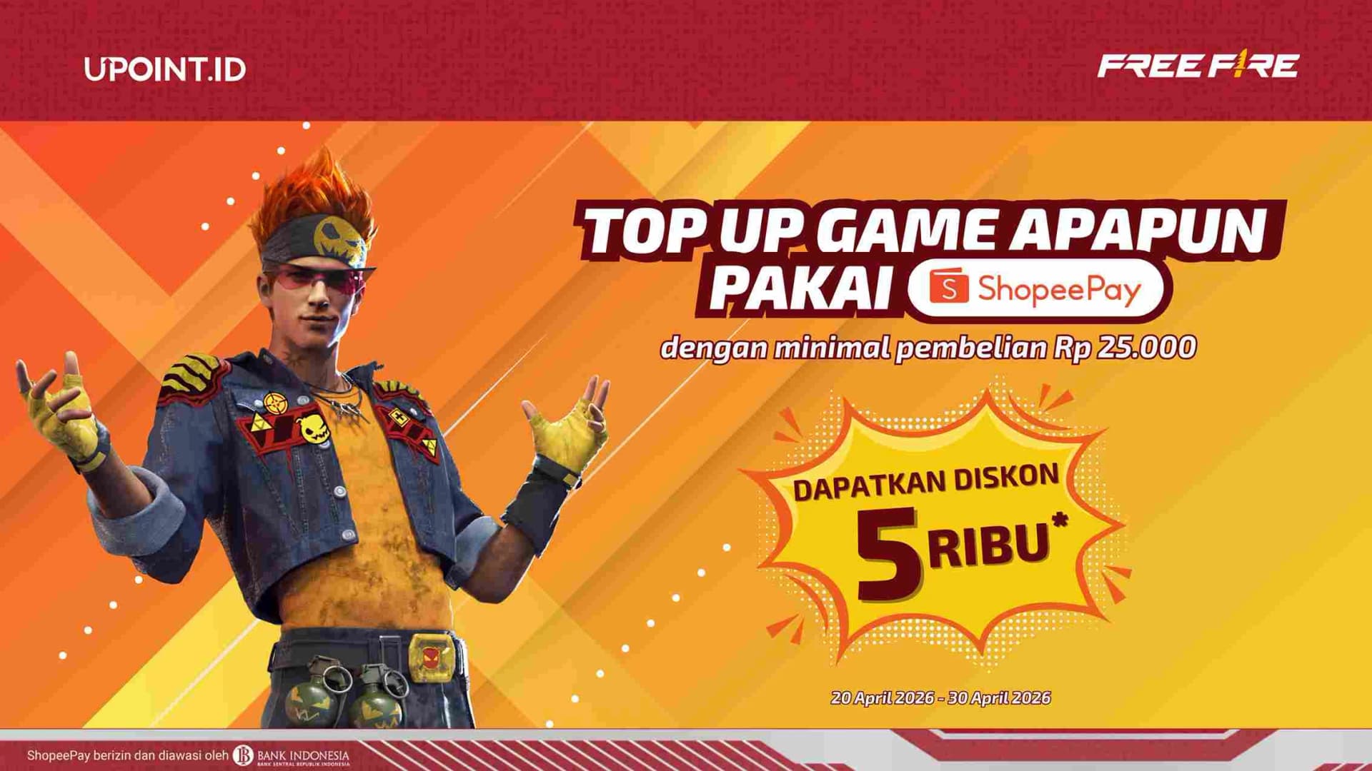 Waktu Makin Mepet! Top Up Game Apa Aja di UPOINT.ID Pakai ShopeePay, Langsung Diskon 5 Ribu!
