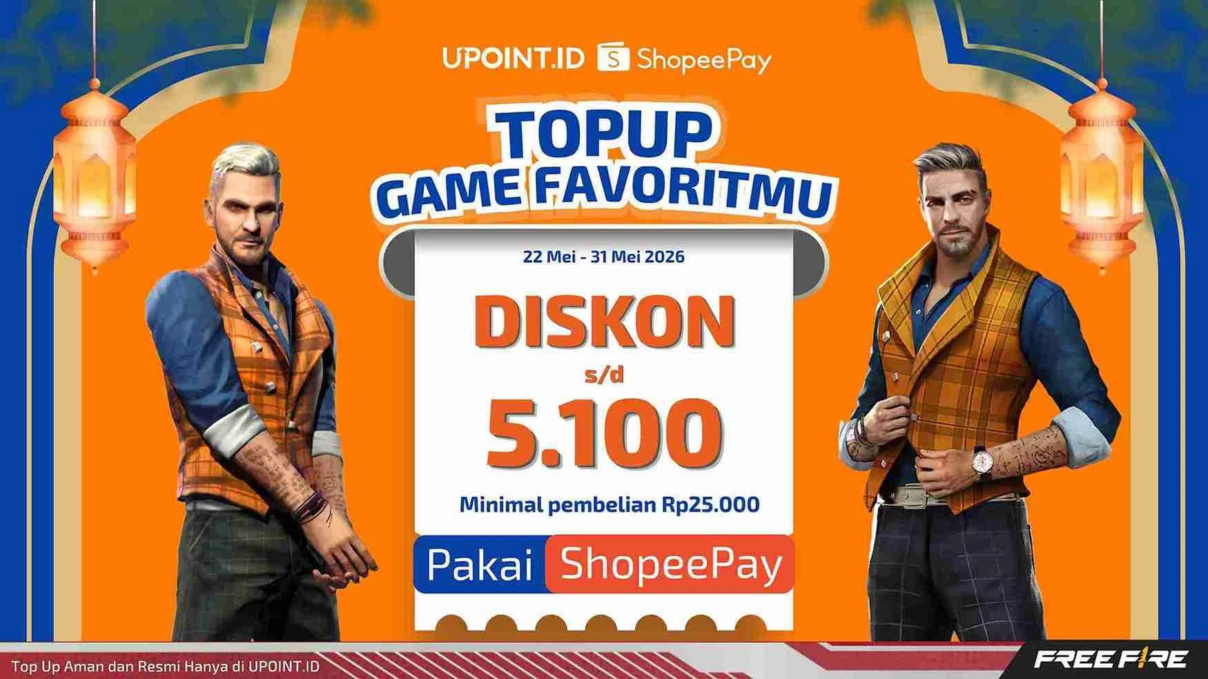 Top Up Game Apa Aja di UPOINT.ID Pakai ShopeePay, dan Langsung Dapatkan Diskon Sampai 5 Ribu!