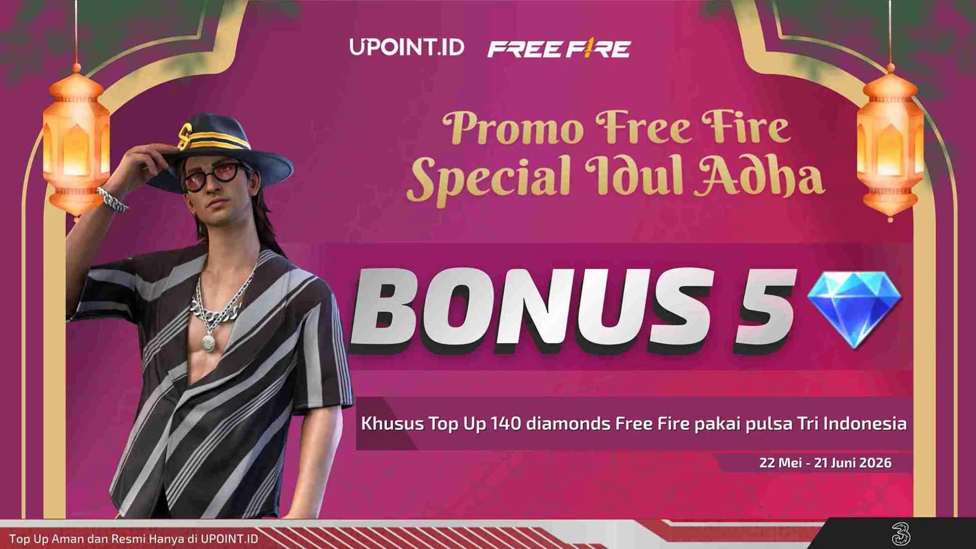 Special Idul Adha! Survivors Tri Gaspol Top Up 140 Diamond FF di UPOINT.ID, Bonus Diamondnya Langsung Masuk!