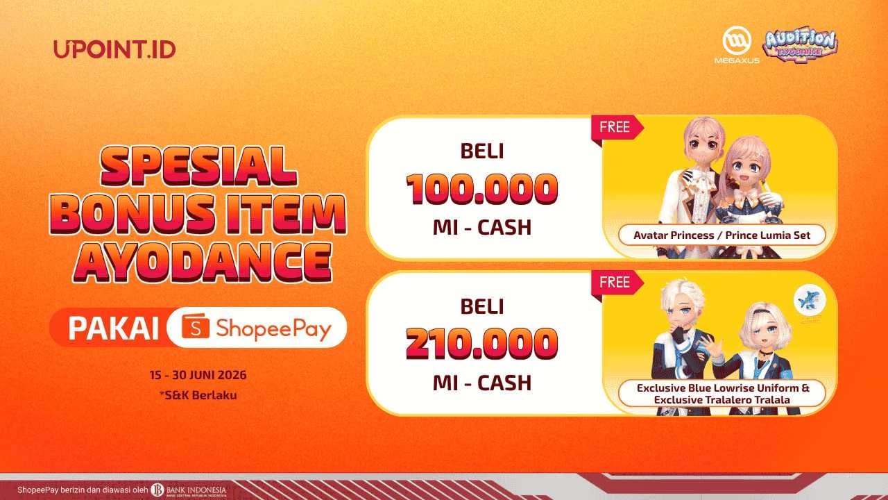 Dancers Merapat! Top Up MI-Cash Megaxus Pakai ShopeePay di UPOINT.ID, Gratis Item In-Game Eksklusif AyoDance!