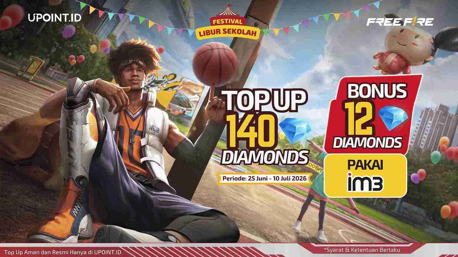 Spesial Libur Sekolah! Survivors Indosat Gaspol Top Up 140 Diamond FF di UPOINT.ID, Bonus 12 Diamond Langsung Cair!