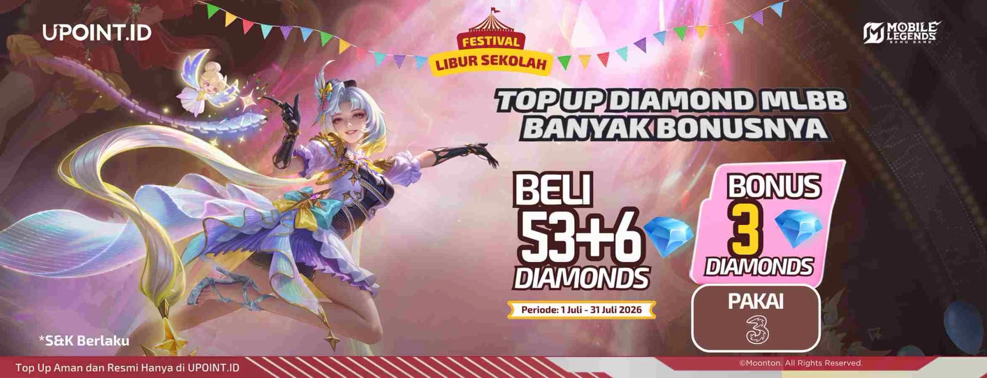 Top Up MLBB via Tri Bonus 3 Diamond! Beli 53+6 Diamond Mobile Legends: Bang Bang Lebih Hemat