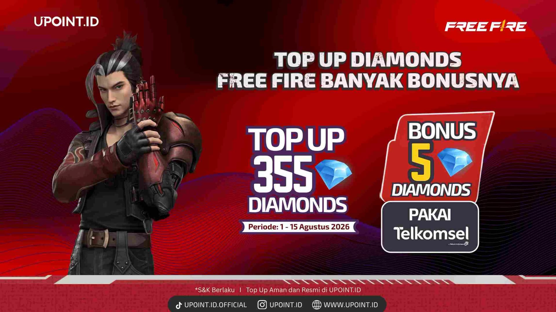 Auto Booyah! Promo Top Up Free Fire 355 Diamonds dengan Telkomsel