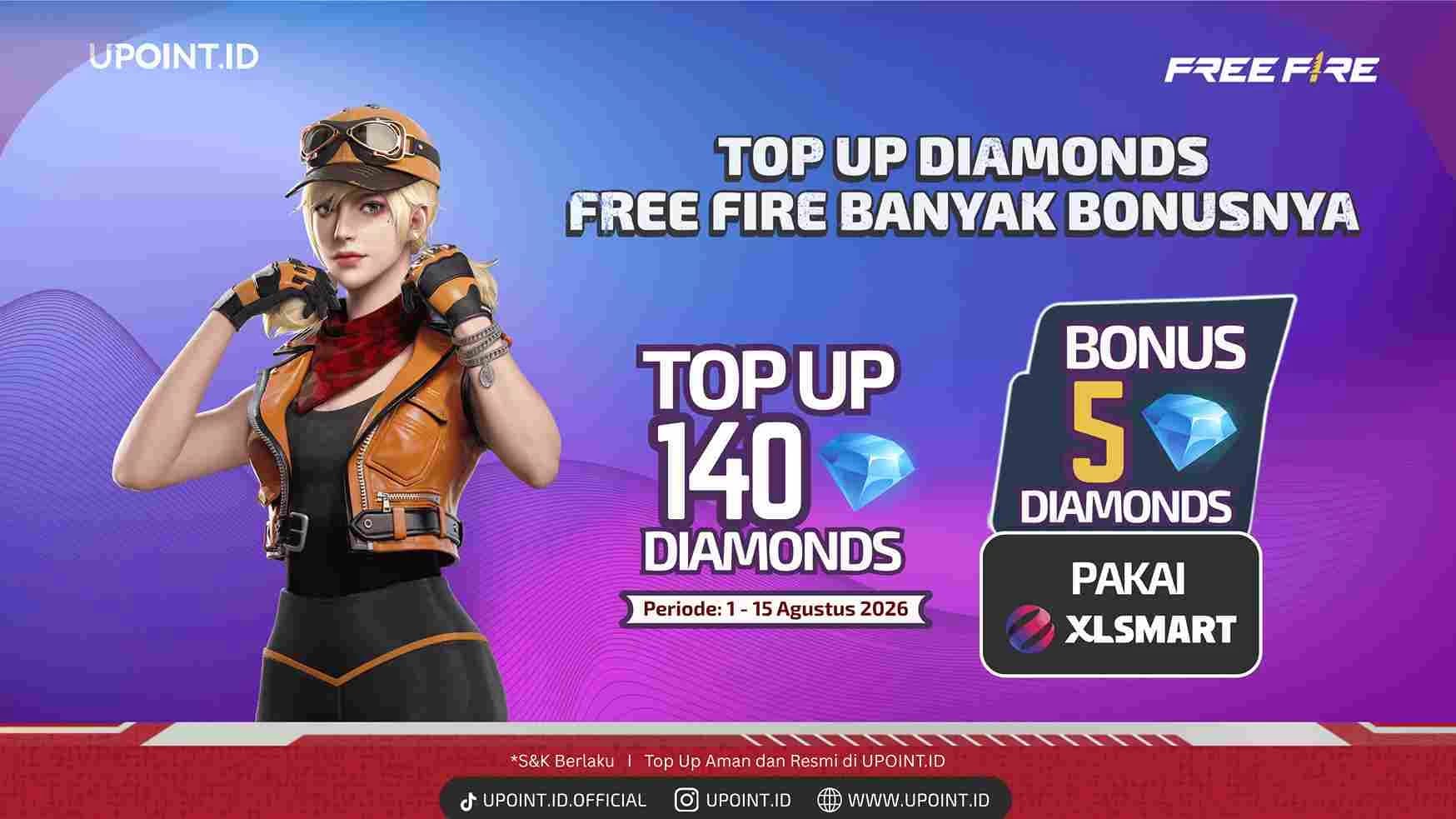 Top Up Free Fire pakai XL Axis Sekarang! Bisa Dapat Bonus 5 Diamonds khusus Pembelian 140 Diamonds