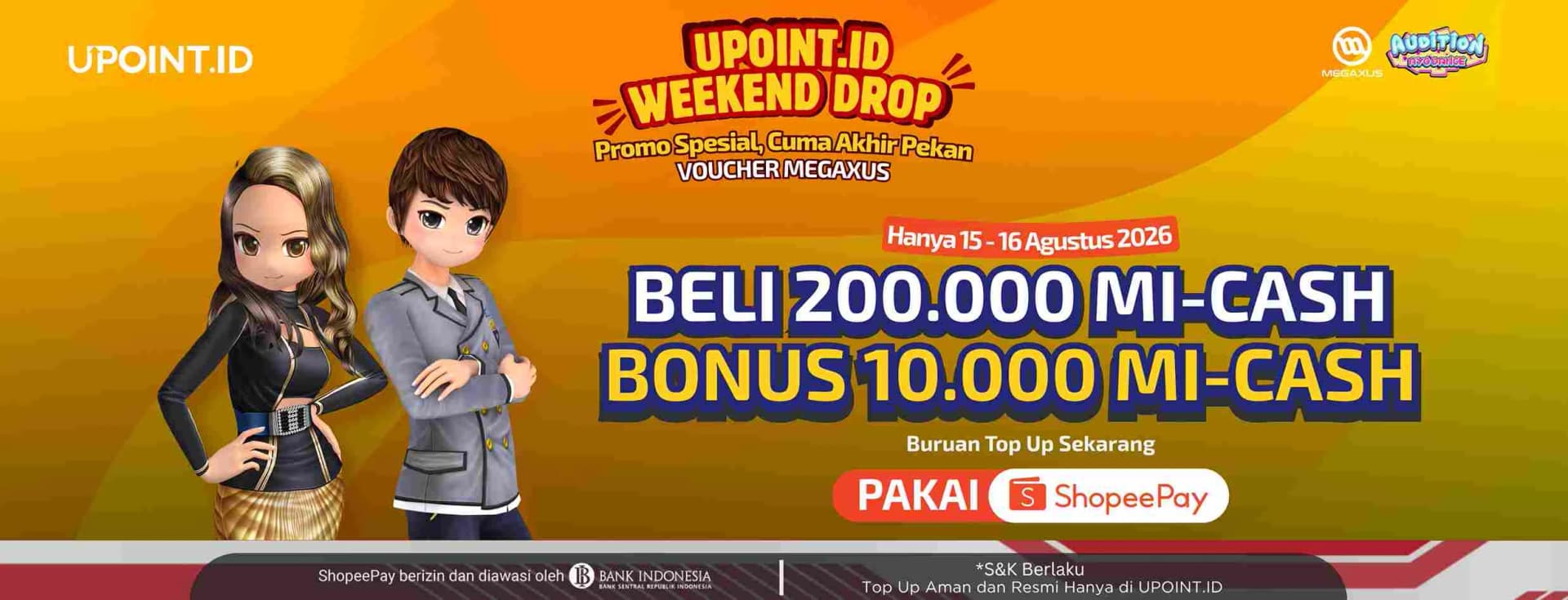 Promo Ayodance Weekend Agustus 2026: Beli 200.000 MI-Cash Bonus 10.000