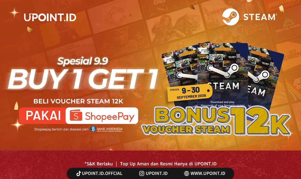 Spesial 9.9: Dapat Bonus Voucher Steam di UPOINT.ID Pakai Shopeepay September 2026