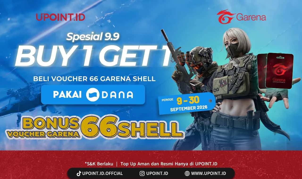 Promo Voucher Garena Shell Bonus 66 Shell via DANA di UPOINT.ID