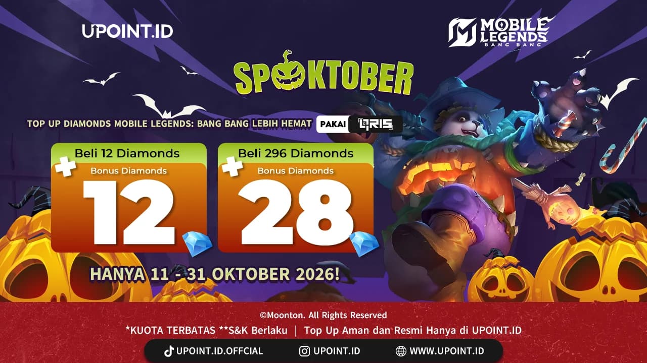 Promo Diamond MLBB Bonus hingga 28 Diamond via QRIS BNC, Khusus Spooktober!