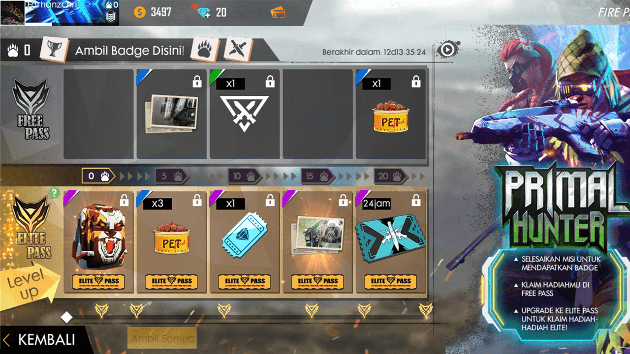 Cara Mendapatkan Badge Elite Pass di Free Fire dengan Cepat