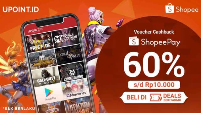 Promo Spesial ShopeePay di Upoint, Dapat Voucher Cashback 60%