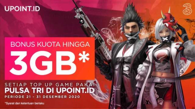 Dapatkan Bonus Kuota hingga 3GB, Top Up Game Pakai Three di Upoint