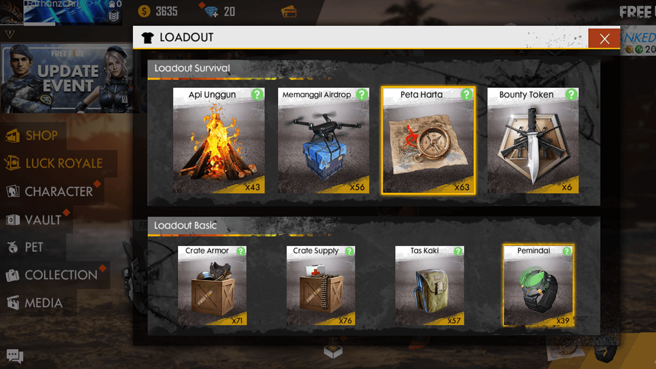 Item Loadout yang Harus Dibawa Ketika Bermain Solo di Free Fire
