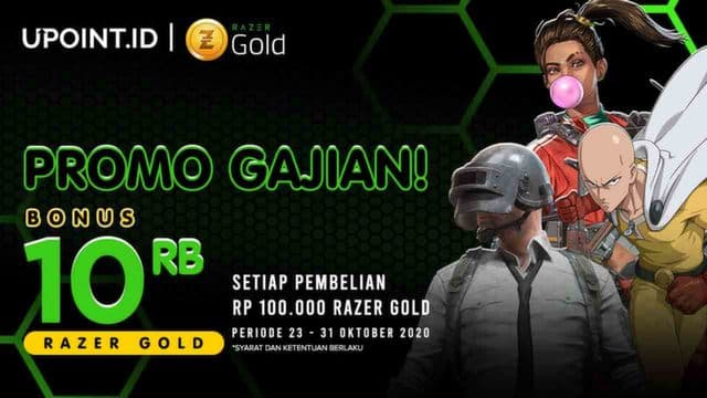 Promo Gajian! Top Up Razer Gold di Upoint Dapat Bonus 10 Ribu