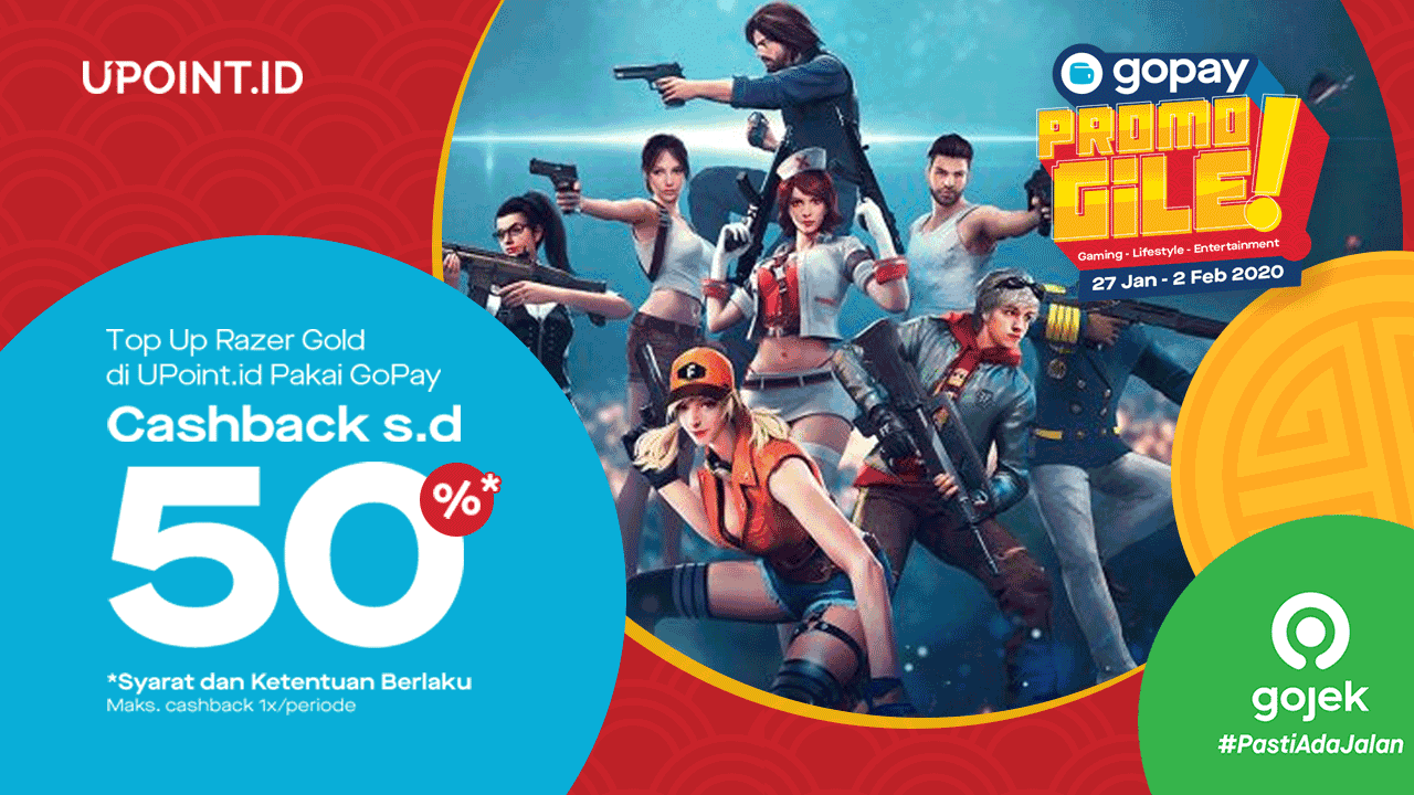 Promo Gile Gopay! Cashback 50% Setiap Top Up Razer Gold di Upoint.id!