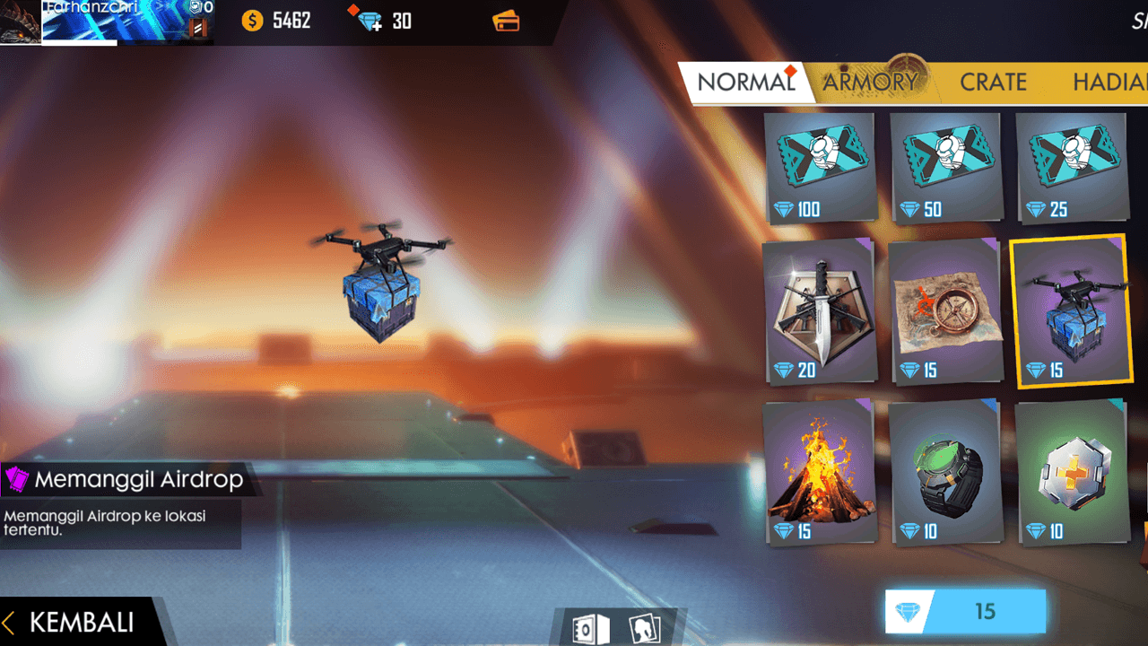 Cara Menggunakan Item Pemanggil Air Drop Free Fire